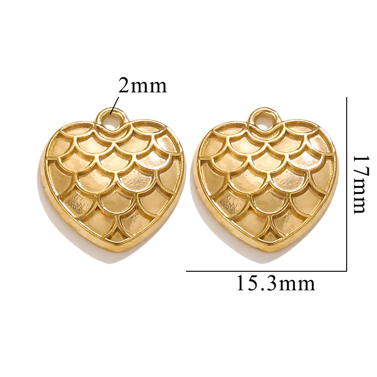 1 pezzo semplice carino stile cartone animato a forma di cuore in acciaio inossidabile placcato Colore oro  ciondolo da donna h5 